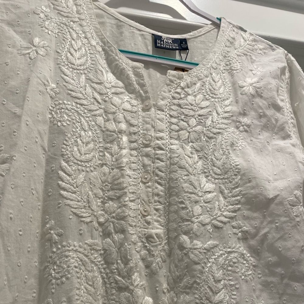 NWT Madison Mathews Hand Embroidered Kaftan - Picture 3 of 5